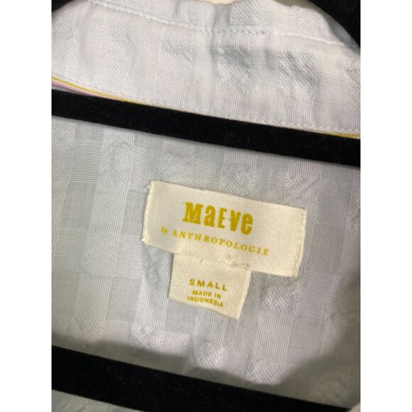 Maeve Anthropologie Gauzy Button Up Tunic Top Women size Small Blue Oversized - Picture 3 of 16